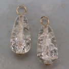 Large Clear Cracked Crystal INTERCHANGEABLE Earring Charms YOUR CHOICE YG or SS