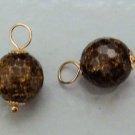 Dark Brown Tourmaline Quartz INTERCHANGEABLE Earring Charms YOUR CHOICE YG or SS