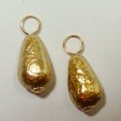 7x12mm Golden Hammered Teardrop Pearl INTERCHANGEABLE Earring Charms YG or SS