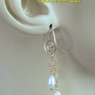 Adjustable Double White Freshwater Pearls INTERCHANGEABLE Earring Charms YG SS