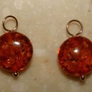 Flat DK Amber INTERCHANGEABLE Earring Charms YG or SS