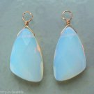 ROSE GOLD XLG Faceted Milky White Opalite INTERCHANGEABLE Earring Charms RG
