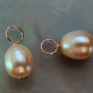 ROSE GOLD 9-10mm Peach Cream Freshwater Pearls INTERCHANGEABLE Earring Charms RG