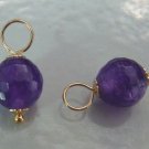 8mm Faceted Amethyst INTERCHANGEABLE Earring Charms YOUR CHOICE YG or SS