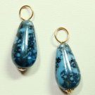 7x15mm Light & Deep Teal Blue INTERCHANGEABLE Earring Charms CHOICE YG or SS