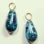 7x15mm Light & Deep Teal Blue INTERCHANGEABLE Earring Charms CHOICE YG or SS