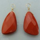 Unusual Faceted Red Brick Jasper INTERCHANGEABLE Earring Charms YG or SS