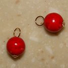 8mm Red Howlite INTERCHANGEABLE Earring Charms YG or SS