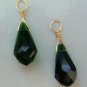 LG 10x18mm Deep Green Briolettes INTERCHANGEABLE Earring Charms CHOICE YG or SS