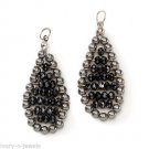 2" Dangling Teardrop Black Crystal & Gray Pearl INTERCHANGEABLE Earring Charms
