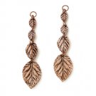 3 1/4" XLarge Dangling Embossed Copper Leaves INTERCHANGEABLE Earring Charms