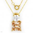 3.75ctw Peachy Champagne & White CZ Necklace 10K YG