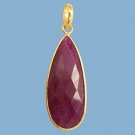 Beautiful 16x37mm Bezel Set Ruby Pendant Gold over 925 Silver