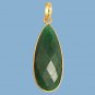 Beautiful 16x37mm Bezel Set Emerald Pendant Gold over 925 Silver