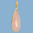 Beautiful 16x37mm Bezel Set Pink Onyx Pendant Gold over 925 Silver