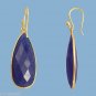Beautiful 16x37mm Bezel Set Sapphire Pendant Gold over 925 Silver