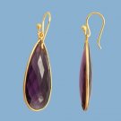 16x37mm INTERCHANGEABLE Bezel Set Amethyst Hydro Earrings Gold over 925 Silver