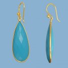 Gorgeous16x37m INTERCHANGEABLE Bezel Set Turquoise Earrings Gold over 925 Silver