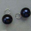 Quality 9mm Blue Black Pearl INTERCHANGEABLE Earring Charms YOUR CHOICE YG or SS