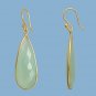 16x37m INTERCHANGEABLE Bezel Sea Foam Chalcedony Earrings Gold over 925 Silver