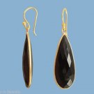 Gorgeous16x37mm INTERCHANGEABLE Bezel Set Blk Onyx Earrings Gold over 925 Silver