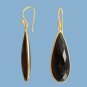 Gorgeous16x37mm INTERCHANGEABLE Bezel Set Blk Onyx Earrings Gold over 925 Silver