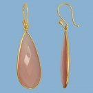 Gorgeous16x37m INTERCHANGEABLE Bezel Set Pink Onyx Earrings Gold over 925 Silver