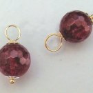 8mm Raspberry Tourmaline Quartz INTERCHANGEABLE Earring Charms CHOICE YG or SS