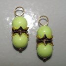 Double 8mm Lime Turquoise INTERCHANGEABLE Earring Charms YOUR CHOICE YG or SS