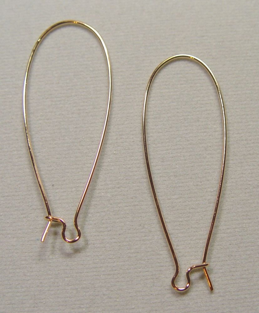 One Pair INTERCHANGEABLE Stainless Steel Earring Wires Bright GOLD 47mm Long