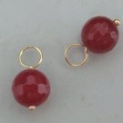 Faceted 8mm Ruby Red Jade INTERCHANGEABLE Earring Charms CHOOSE YG or SS