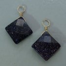 Glittering Goldstone Diamond Shaped INTERCHANGEABLE Earring Charms YG or SS