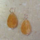 Golden Yellow Jade Teardrops INTERCHANGEABLE Earring Charms YOUR CHOICE YG or SS
