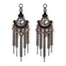Extra Long 3" Hematite & Black Chained Crystal INTERCHANGEABLE Earring Charms