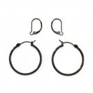 Black 1 1/4" Hoops and INTERCHANGEABLE Lever Back Earrings SET