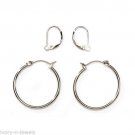 Dark Silver Tone 1 1/4" Hoops and INTERCHANGEABLE Lever Back Earrings SET