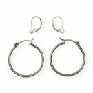 Antique Silver Tone 1 1/4" Hoops and INTERCHANGEABLE Lever Back Earrings SET