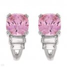 10.65ctw Sparkling Pink & White CZ Earrings 925 Silver