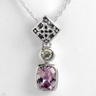 Fanciful Necklace! 2.98ctw Lilac Amethyst Sterling Silver & 14K Gold