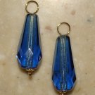 LG 8x20 Czech Sapphire Blue INTERCHANGEABLE Earring Charms YOUR CHOICE YG or SS