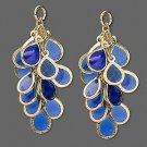 22x32mm Blue Teardrop Cluster INTERCHANGEABLE Leverback Earrings Charms GP or SP