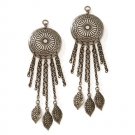 Exra Long 4" Southwestern Medallion INTERCHANGEABLE Earring Charms Silver Tone