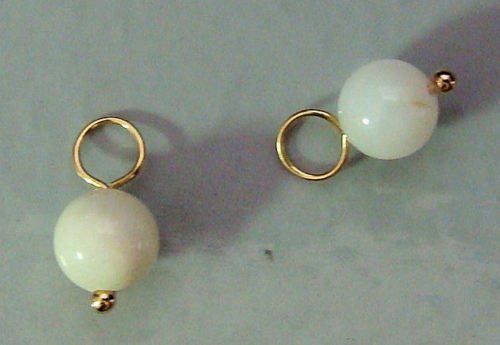 White 6mm MOP INTERCHANGEABLE Earring Charms YG or SS