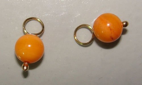 Orange 6mm MOP INTERCHANGEABLE Earring Charms YG or SS