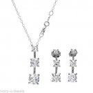3 Piece 5.79ctw Elegant CZ Necklace and Earring SET Solid Sterling Silver