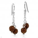 Bronze Crystal Encrusted Shamballa INTERCHANGEABLE Earrings 925 Sterling Silver