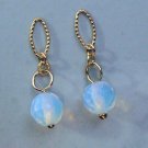 Short Textured Chain 6mm Faceted Opalite INTERCHANGEABLE Earring Charms YG or SS