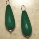 LG Faceted Deep Green Jade Teardrops INTERCHANGEABLE Earring Charms YG or SS