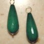 LG Faceted Deep Green Jade Teardrops INTERCHANGEABLE Earring Charms YG or SS