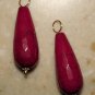 LG Faceted Dark Magenta Jade Teardrops INTERCHANGEABLE Earring Charms YG or SS
